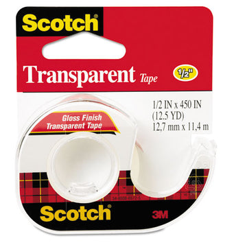 Scotch® Transparent Tape In Handheld Dispenser, 1" Core, 0.5" X 37.5 Ft, Transparent freeshipping - TVN Wholesale